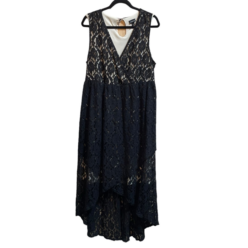 NWT Torrid All Over Lace Black Nude High Low Hem Maxi Dress Women’s Sz 1X